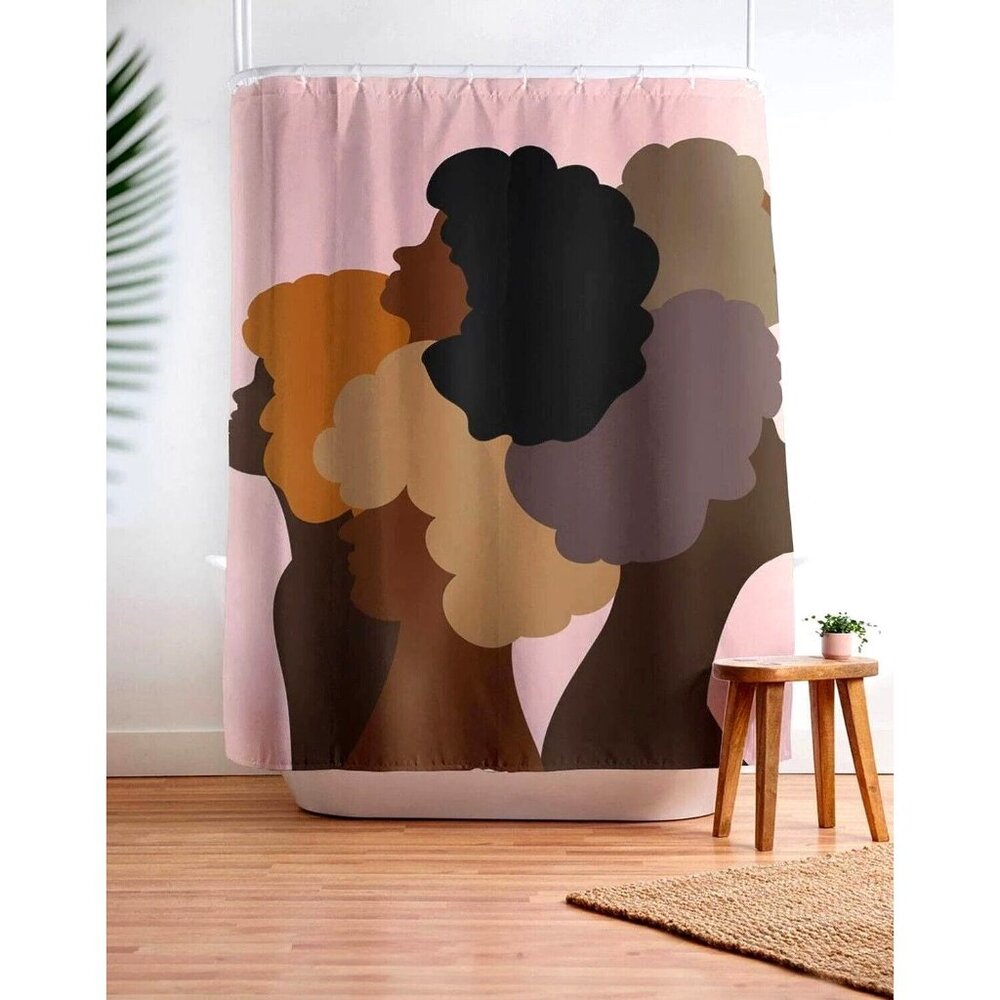 society6 Winston Torr Flawless Women of Color w/ Pink Background Shower Curtain